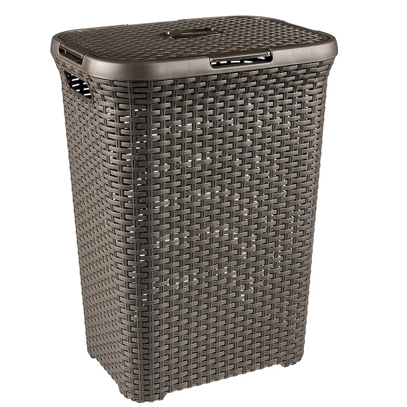 Panier à linge Curver, design ajouré, 60L, brun foncé, Natural Style