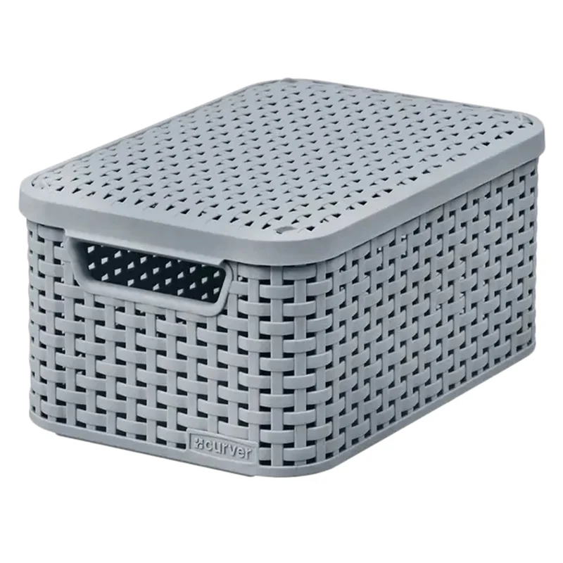 Panier Curver avec couvercle, multi-usages, 6 litres, gris clair, Style S