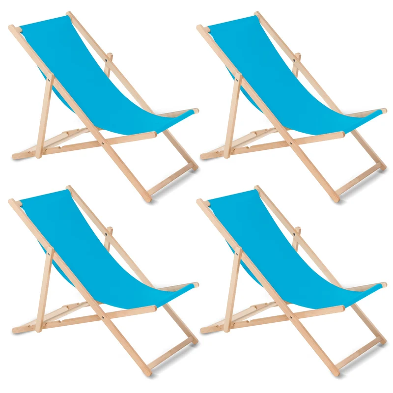 GreenBlue GB183 chaise longue classique en hêtre bleu, 4 pièces