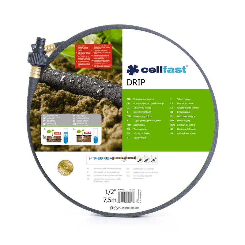 Tuyau d'arrosage Cellfast Drip 1/2 "7.5m - Arrosage économique et précis des plantes