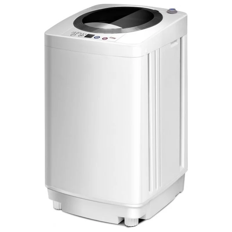 Costway Volautomatische Mini Wasmachine met Pomp en Display 3,5 kg - Mini Camping Wasmachine - Wit 43x43x75 cm