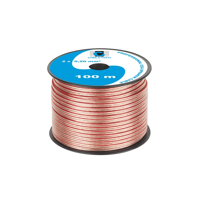 Speaker Kabel 100 Meter 2x0.20 mm² CCA Transparant KAB0351 – Luidsprekerkabel Rol – Audio Kabel Budget