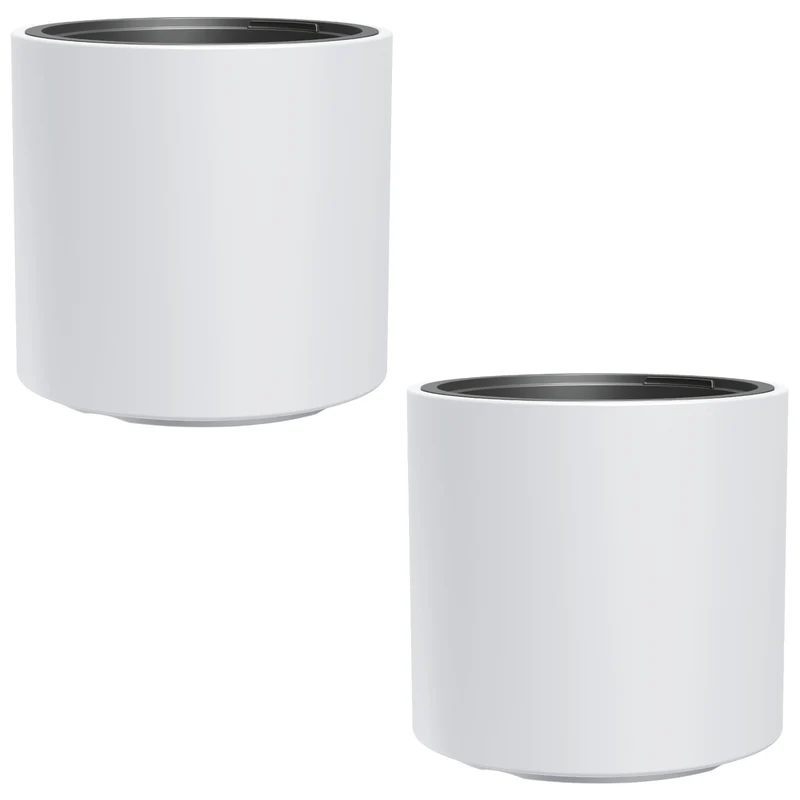 HEOS pot de fleurs résistant au gel, blanc, avec insert, capacité 31L, givré, DBHER470, 2 pièces