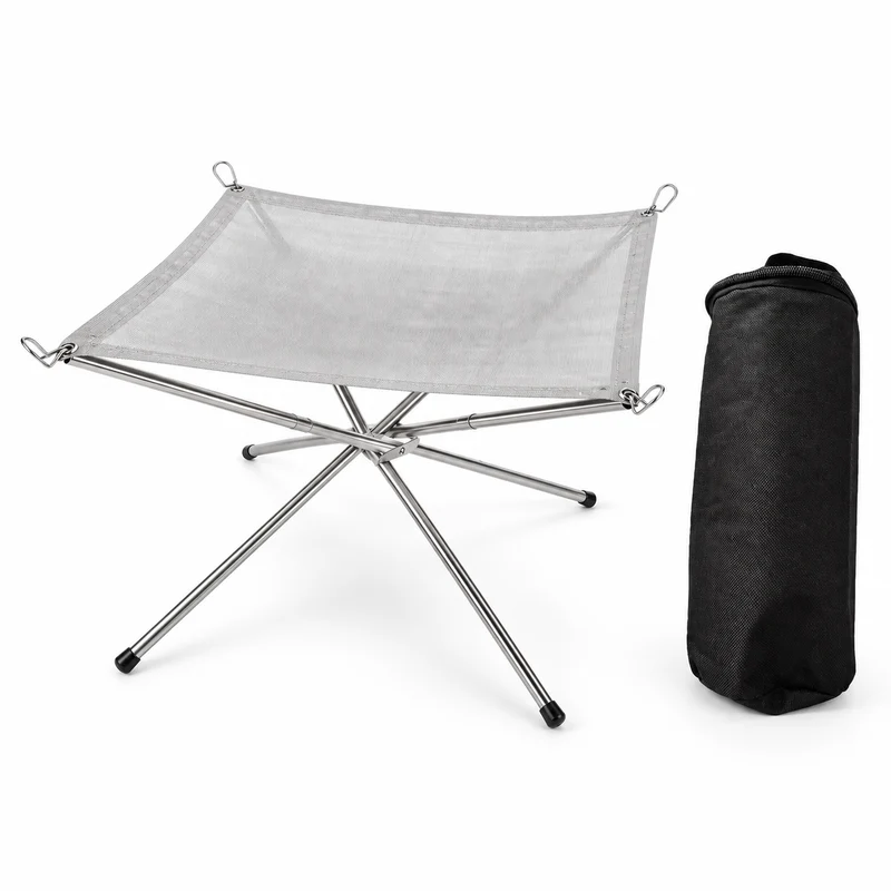 Trendmix Opvouwbare Vuurkorf Groot – Draagbare Kampvuurstandaard met Reistas – RVS Vuurschaal Buiten – Camping Fire Pit 56 x 56 x 43 cm