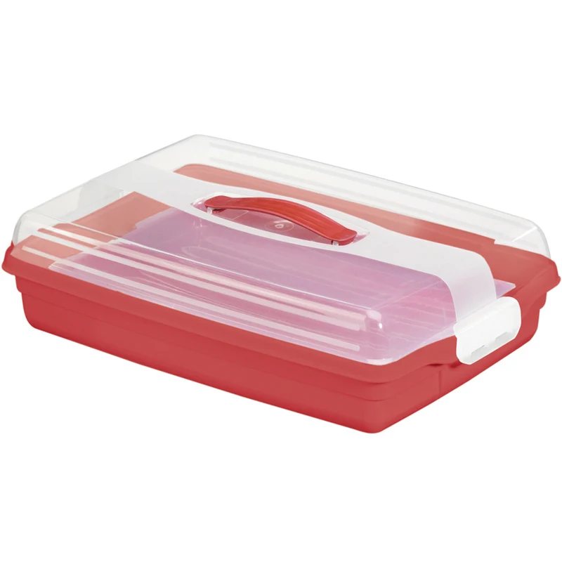 Boîte à gâteaux en plastique Curver, avec couvercle, couleur rouge, lavable au lave-vaisselle, poignée pratique, 172568