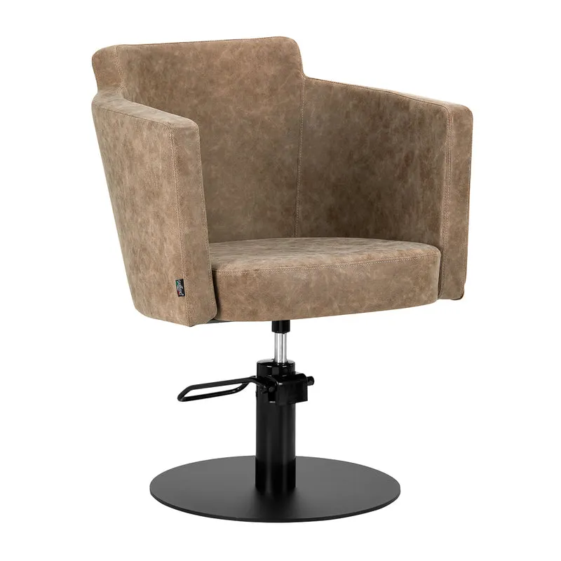 Gabbiano Roma Kappersstoel Old Brown – Hydraulisch Verstelbaar – Draaibaar – Luxe Salonstoel – Ronde Voet