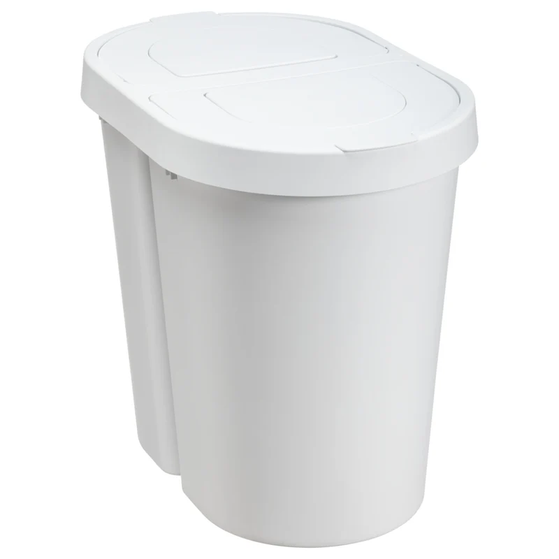 Poubelle Plast Team, couvercle rabattable, double, blanc, 2 x 25 l, Seattle Swing