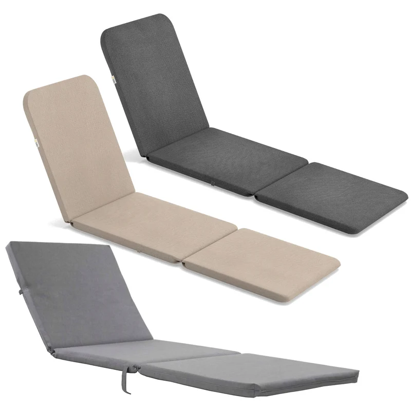 Coussin pour transat Jaipur, couleur gris foncé + coussin pour transat Jaipur, couleur beige + coussin pour transat Daytona, couleur grise