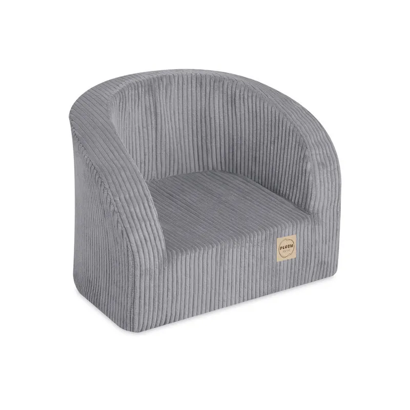 Plush Nest Kinderfauteuil Grijs Corduroy – Zachte Stoel Peuter – Vanaf 12 Maanden – Lichtgewicht – 40x53 cm