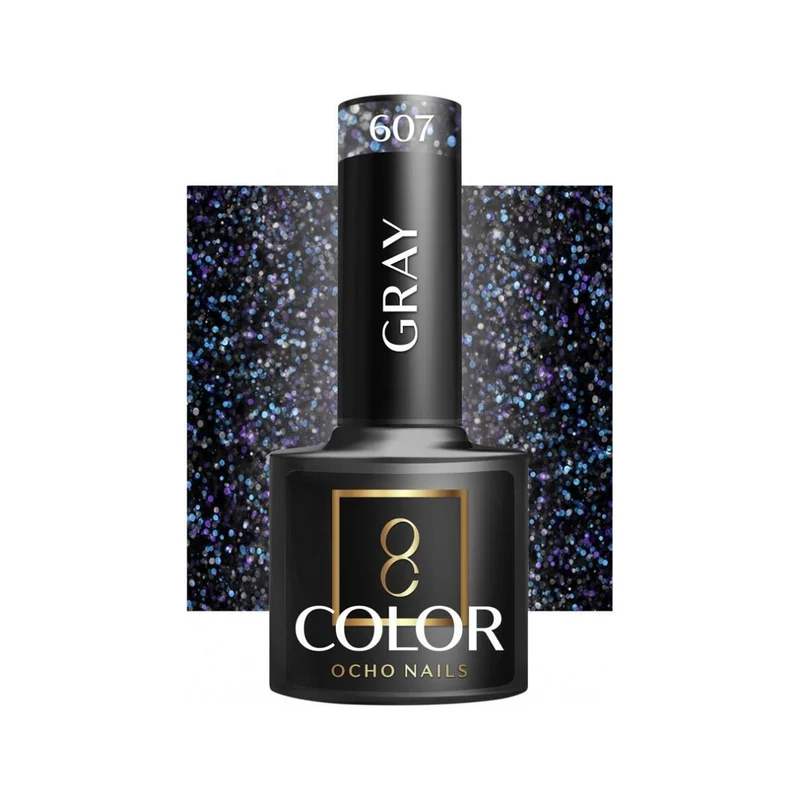Ocho Nails grijze hybride nagellak 607 Gellak 5 g - Donker charcoal grijs met subtiele glans - Professionele gel polish tot 3 weken