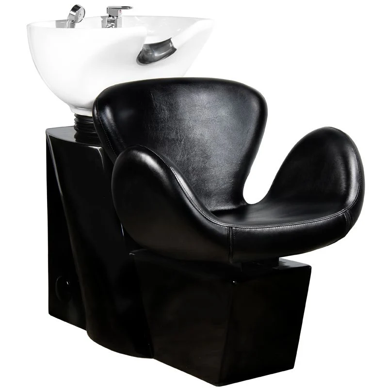 Gabbiano Amsterdam Kapperswastafel Zwart – Professionele Wasunit – Kantelbare Witte Waskom – Eco-Leer – Ergonomisch Salonmeubel