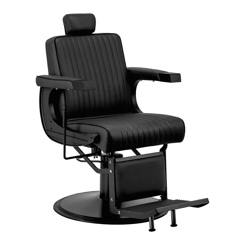 Gabbiano Visionerio Kappersstoel Zwart – Professionele Barberchair met Hydraulische Verstelling – Draaibaar – Eco-Leer – Zwart Frame