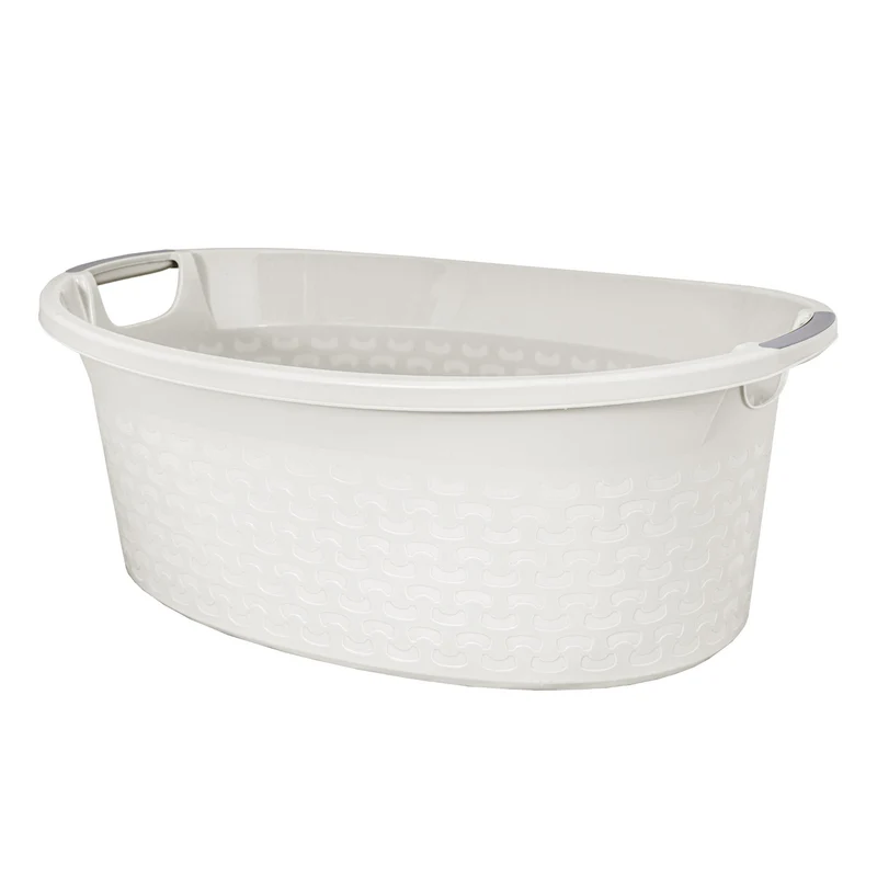 BranQ Cotton 60l bol à linge ovale blanc antique