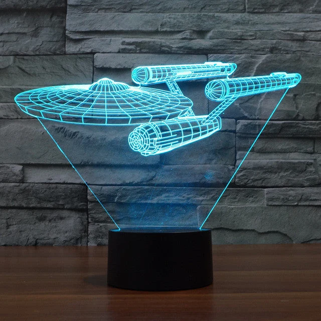 SkyTrek 3D Illusielamp | Zwevende Enterprise | Multicolor LED-licht | 20 cm Hoog