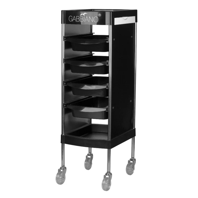 Gabbiano Kappersassistent FX11-F – Professionele Kapperswagen Met 5 Laden – Verrijdbare Salon Trolley Op Wielen – Zwart