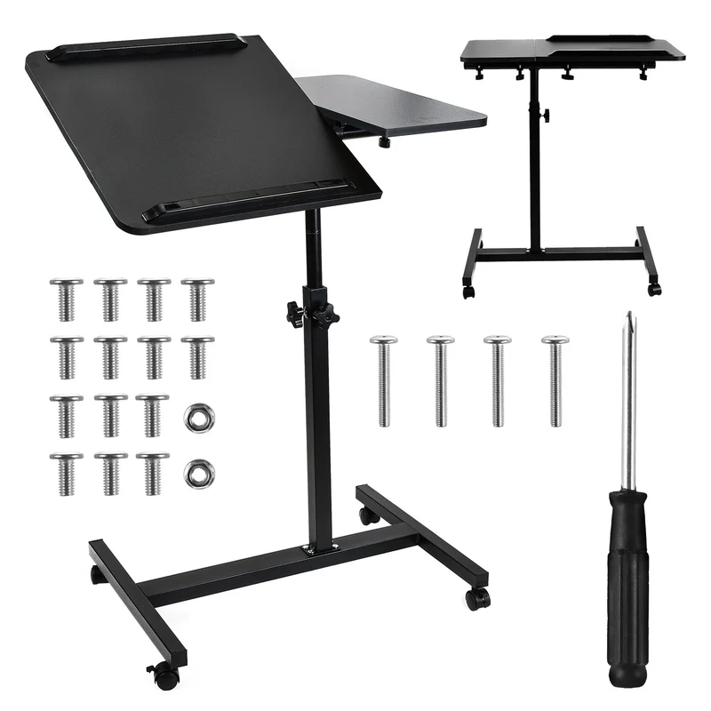 Support mobile pour bureau/ordinateur portable Maclean, noir, réglable en hauteur 59-89cm, max. 30kg , MC-121 B
