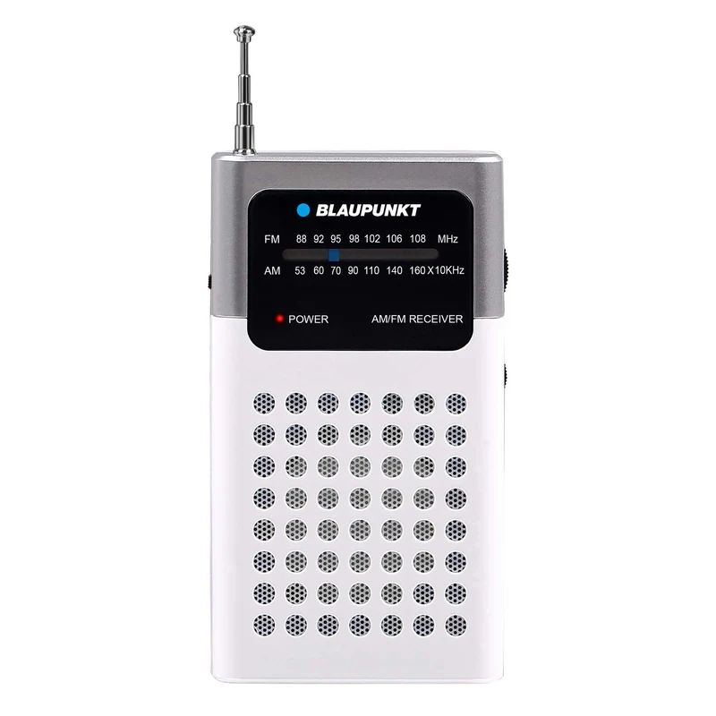 Radio portable AM/FM Blaupunkt, prise mini-jack intégrée, amplificateur intégré, antenne télescopique, légère et maniable, alimentée par deux piles AA de 3 V, PR4WH