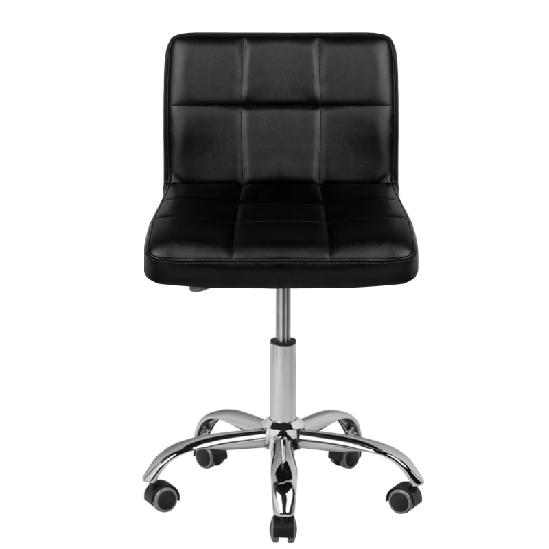 Salonstoel met Wielen Verstelbaar Zwart – Cosmetische en Beauty Stoel – Draaibaar met Rugleuning A-5299
