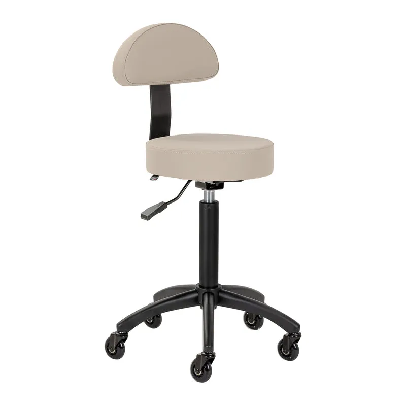 Gabbiano D026 Kappersstoel Beige – Ergonomische Cosmetische Kruk met Rugleuning – Verstelbaar – Op Wielen