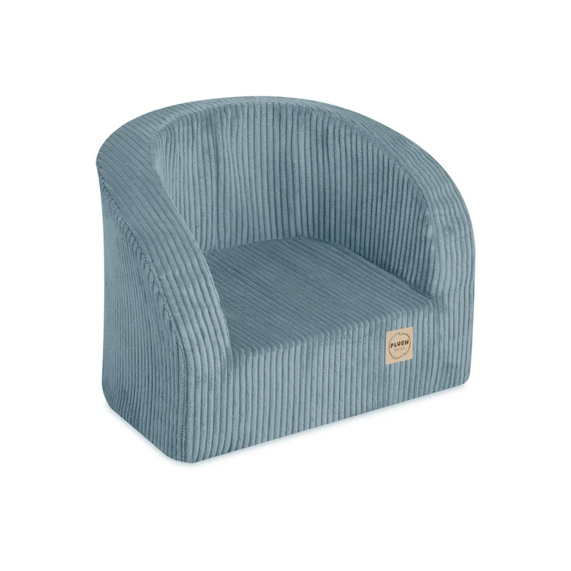 Trendmix Kinderfauteuil Blauw Corduroy – Zachte Peuterstoel – Vanaf 1 Jaar – Licht & Veilig – 40x53 cm