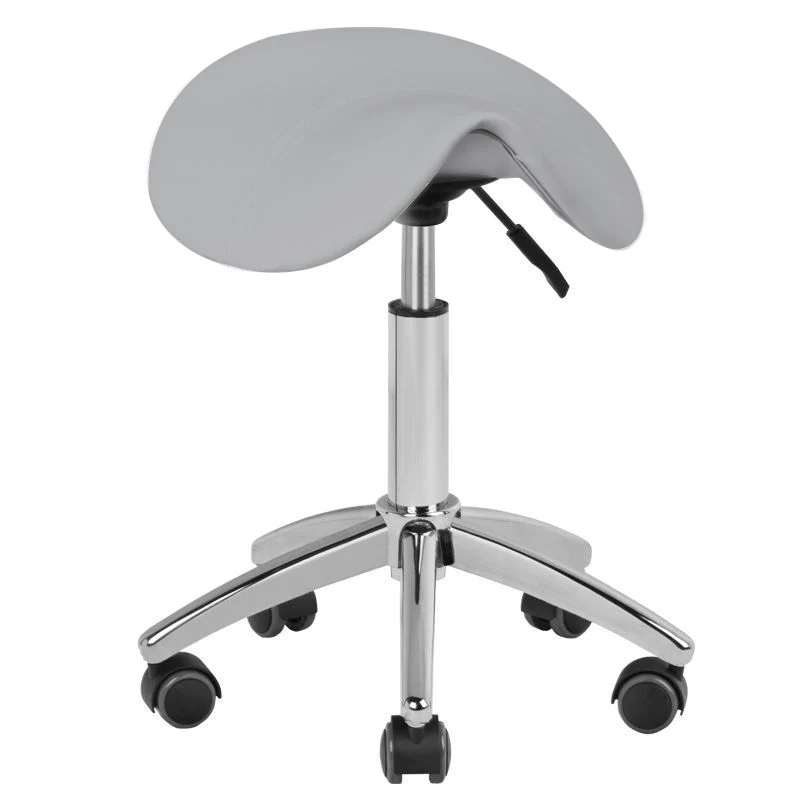 Cosmetische Ergonomische Zadelkruk AM-302 Grijs – Zonder Rugleuning – Verstelbaar – Op Wielen – Professionele Werkkruk
