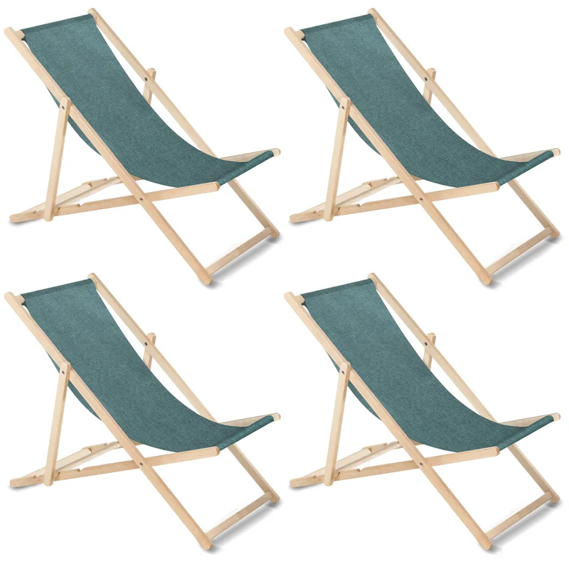 GreenBlue GB183M chaise longue classique en hêtre mélangé turquoise, 4 pièces
