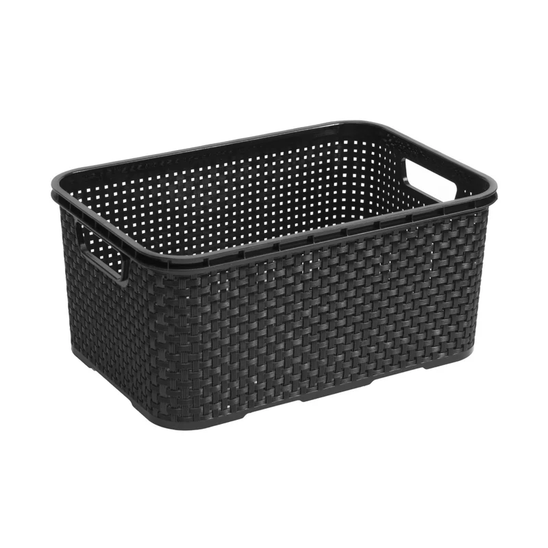 Panier universel multifonction en rotin BranQ - Home essential Taille S : 7 l plastique - Anthracite - 28,5 x 19,5 x 12,9 cm