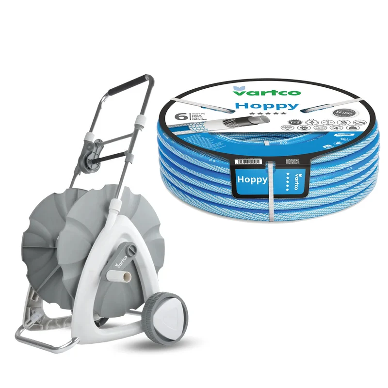 Chariot pour tuyau d'arrosage + tuyau d'arrosage Vartco Hoppy 1/2" 30 m Agaplast