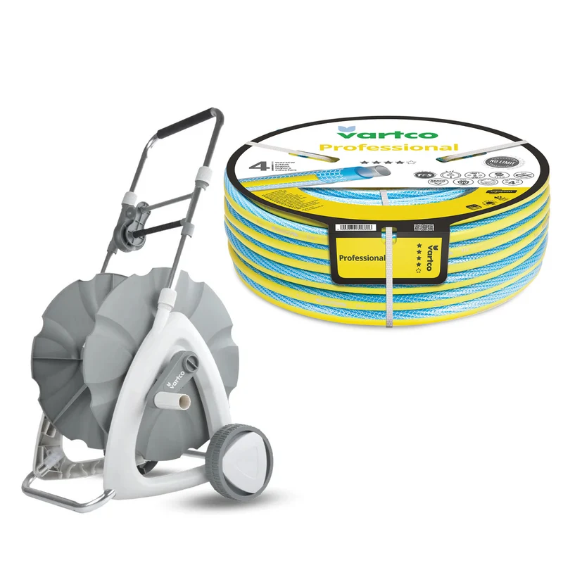 Chariot pour tuyau d'arrosage 1/2" 45 m + Tuyau d'arrosage Vartco Professional 1/2" 30 m Agaplast