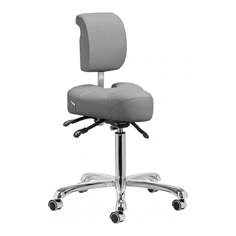 2de kansje Giovanni Ergonomische Podologie Cosmetische Zadelkruk Met Rugleuning - Kappers kruk Pedicure Schoonheidsspecialist Grijs