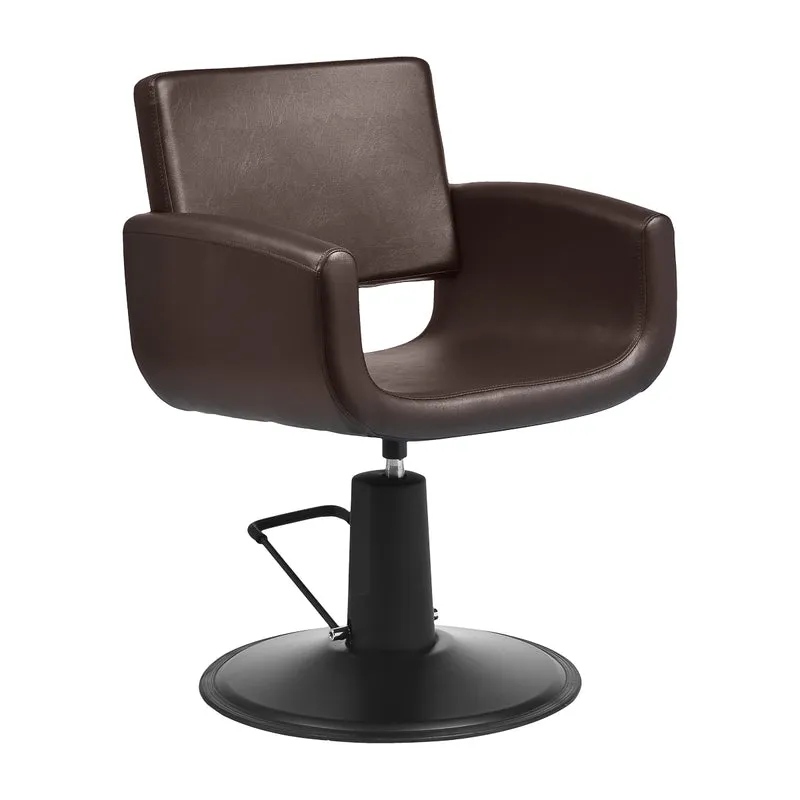 Gabbiano Mataro Kappersstoel Bruin-Zwart – Luxe Minimalistisch Design – Hydraulisch – 360° Draaibaar – Professionele Salonstoel