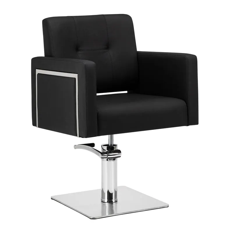 Gabbiano Bergamo Kappersstoel Zwart – Luxe Eco-Leder – Hydraulisch Verstelbaar – 360° Draaibaar – Professionele Salonstoel