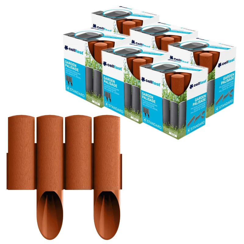 Palissade de jardin Cellfast, aspect bois, résistante au gel, longueur 13,8 m, couleur brique, 34-043