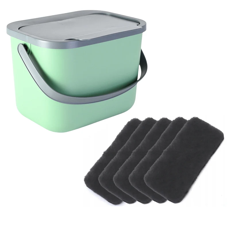 Poubelle pour déchets organiques 6 l vert-gris Bini Practic + 5 filtres à charbon Practic