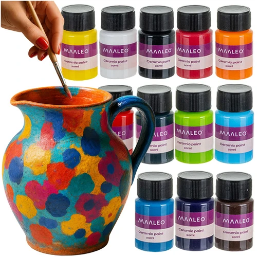 Maaleo Glas- en Keramiekverfset 12×20 ml – Glas-in-loodverf voor Porselein, Mokken & Borden – Ovenbestendige Creatieve Verfset