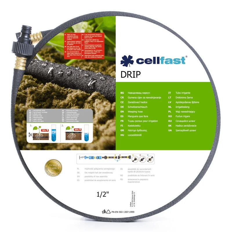 Cellfast Tuyau d'irrigation goutte à goutte 1/2 30m pour un arrosage économique et précis des plantes