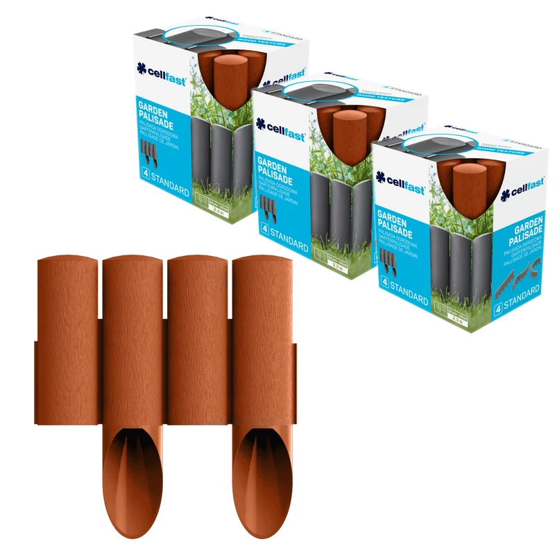 Palissade de jardin Cellfast, aspect bois, résistante au gel, longueur 6,9 m, couleur brique, 34-043