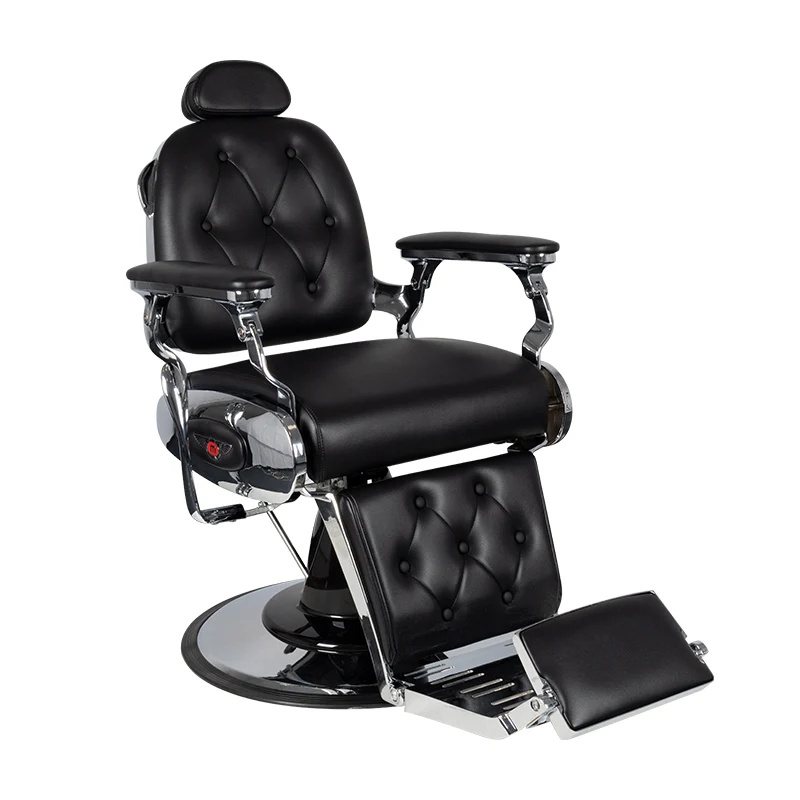 Gabbiano Pietro Barber Chair Zwart – Luxe Professionele Barberstoel met Kantelbare Rugleuning, Verstelbare Hoofdsteun & 360° Rotatie