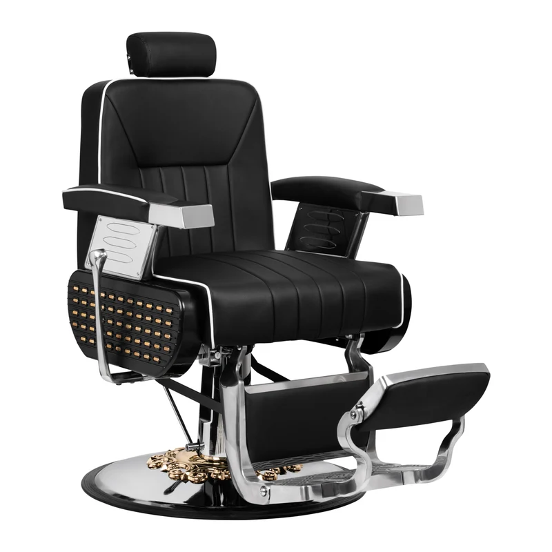 Gabbiano Livio Barber Chair Zwart – Luxe Professionele Barberstoel met Kantelbare Rugleuning, Verstelbare Hoogte & Massieve Gietijzeren Basis