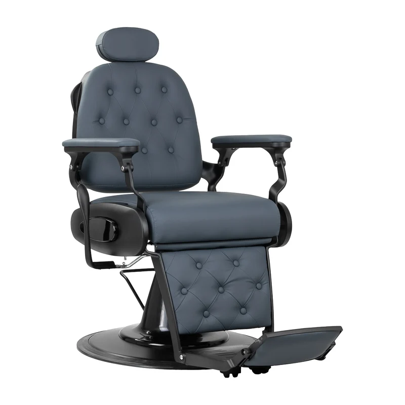 Gabbiano Francesco Barber Chair Grafiet – Luxe Professionele Barberstoel met Geborsteld Zwart Frame, Hydraulische Verstelling, Verstelbare Hoofdsteun & Extra Breed Zitvlak