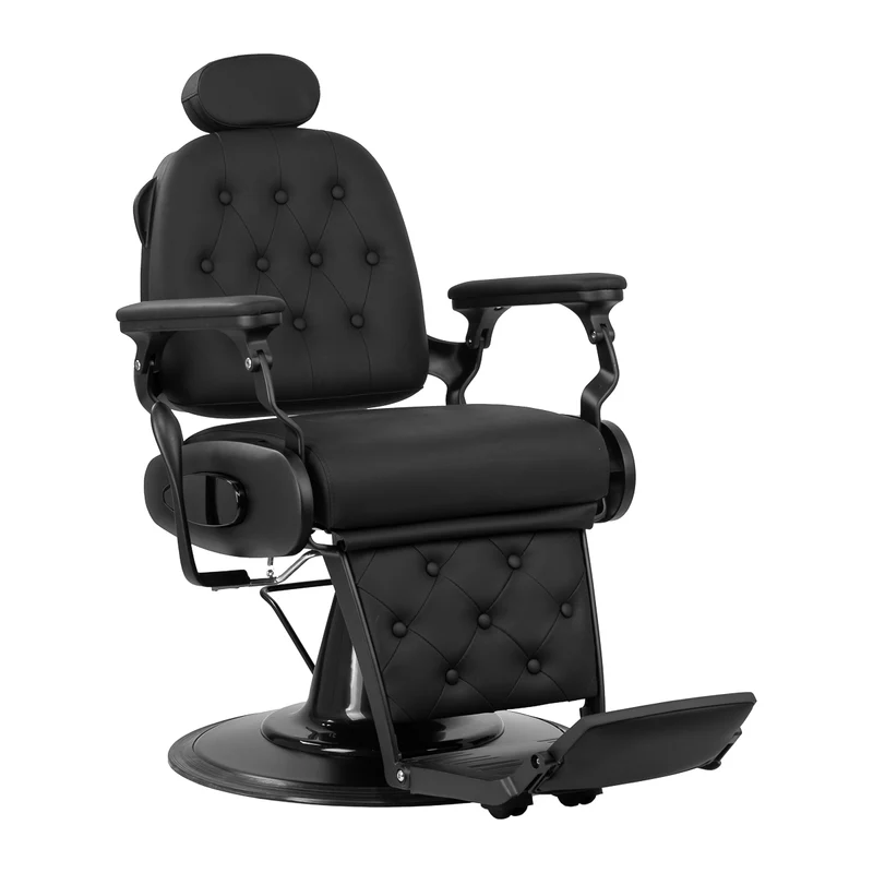 Gabbiano Francesco Barber Chair Black Edition – Luxe Professionele Barberstoel met Hydraulische Verstelling, Kantelbare Rugleuning, Verstelbare Hoofdsteun & Extra Breed Zitvlak