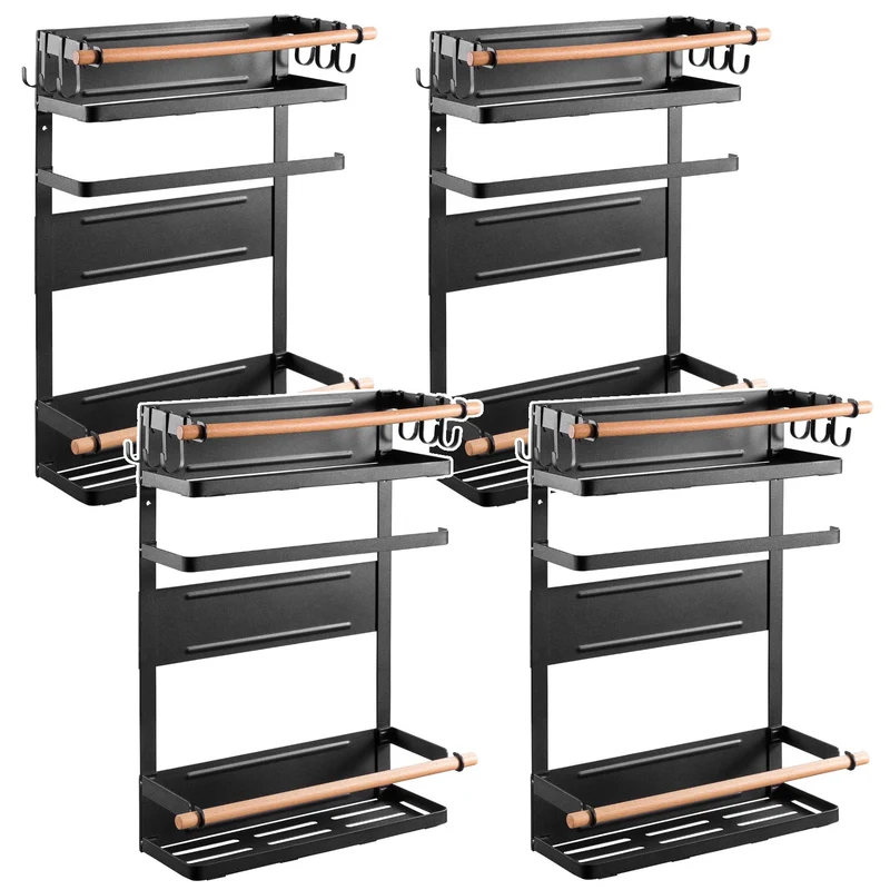 Etagère magnétique Maclean pour réfrigérateur/machine à laver, noir, 12kg max, MC-910, 4 pièces