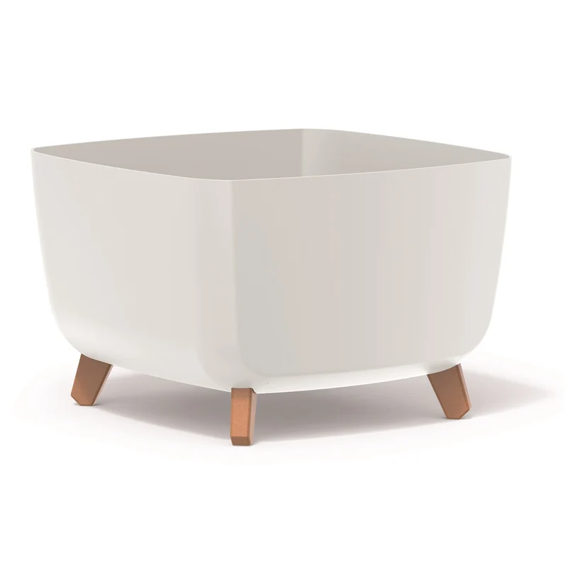 Pot de fleurs avec pieds amovibles incl. insert Prosperplast Gracia Square pour l'intérieur et l'extérieur Pot de plantes carré en plastique résistant aux UV 39x39x27cm blanc
