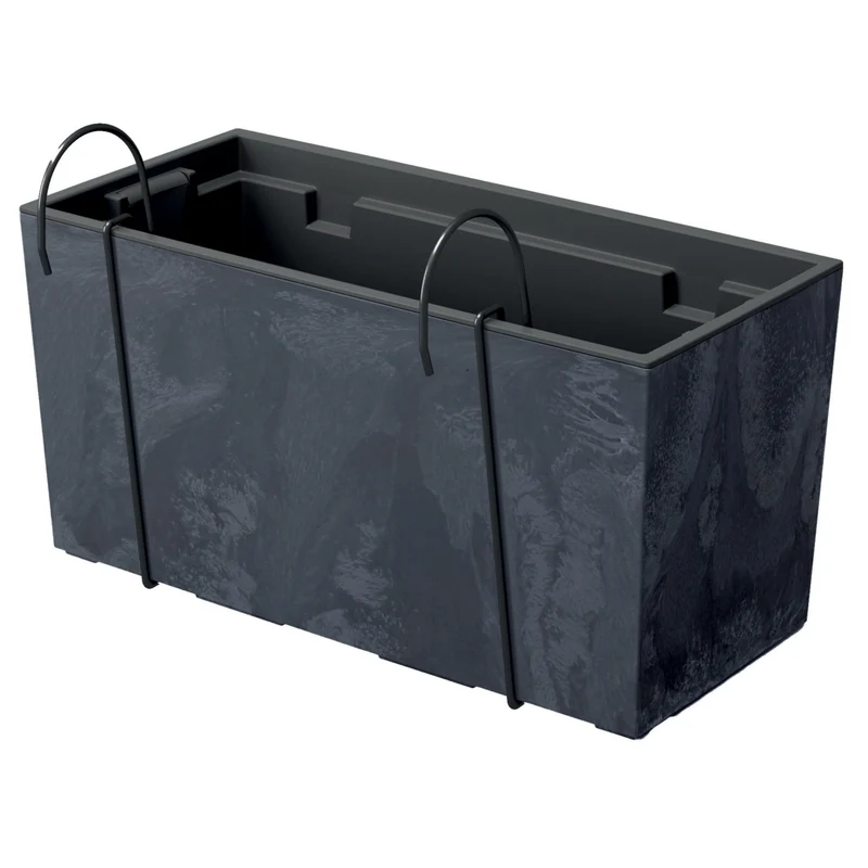 Bac à fleurs avec crochets et insert Prosperplast Urbi Case Beton Effect DUC400EW-S433 - couleur Anthracite