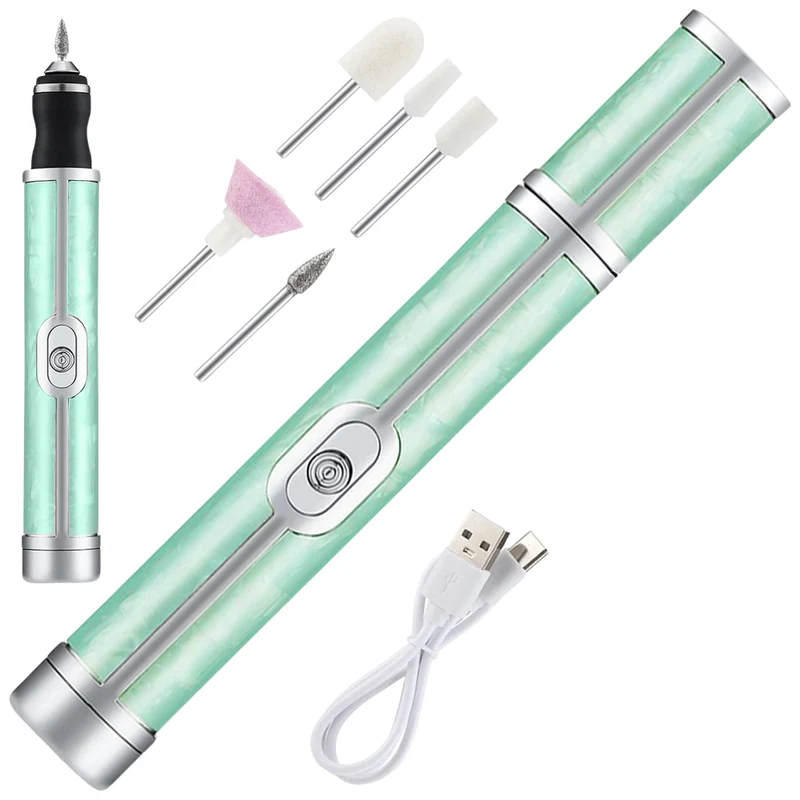 Trendmix Draadloze Elektrische Nagelvijl Nagelfrees Met 5 Bitjes Groen - 4 Bedieningsmodi - Manicure Pedicure Set Elektrisch - Oplaadbaar - USB C Kabel