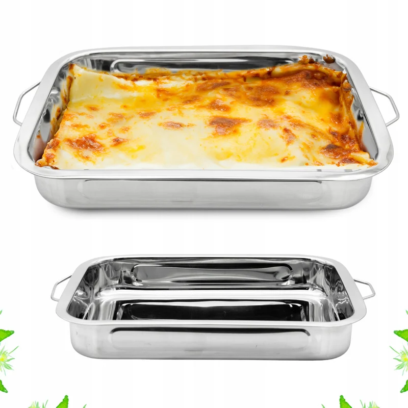 RVS Ovenschaal Rechthoekig 30x23x5 cm – Lasagneschaal met Handvatten