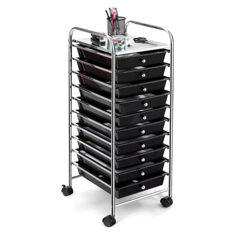 Trendmix Ladekast met 10 Lades op Wielen – Zwarte Opbergwagen & Organizer