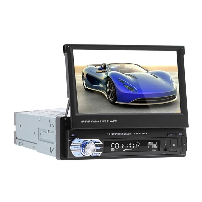Podofo A3013 10.1-inch Auto Scherm Uitklapbare Radio met CarPlay en Android Auto - Bluetooth GPS WiFi en Touchscreen