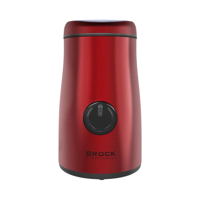Brock Elektrische Koffiemolen 150W – Rood – RVS Mes – Voor Koffiebonen, Kruiden, Noten & Specerijen – Stil, Snel & BPA-vrij