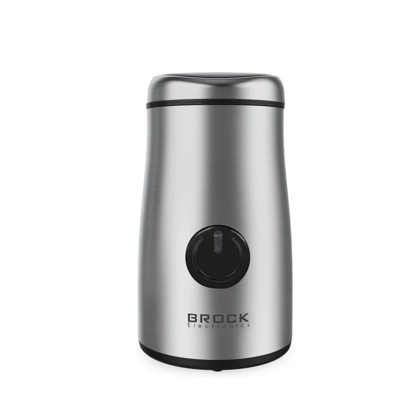 Brock Elektrische Koffiemolen 150W – Zilver – RVS Mes – Voor Koffiebonen, Kruiden, Noten & Specerijen – Stil, Snel & BPA-vrij